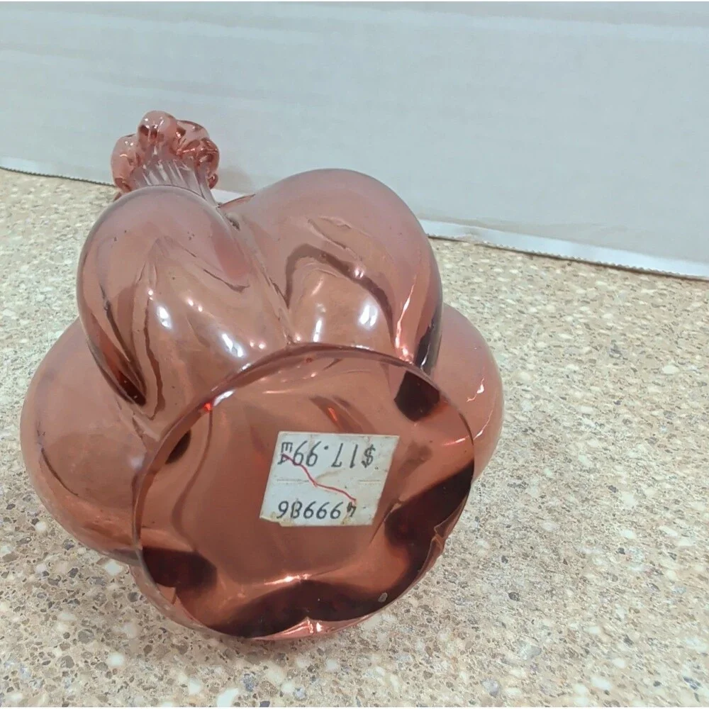Unmarked Vintage Fenton Cranberry Glass Ruffled Melon Bud Vase 8.5”